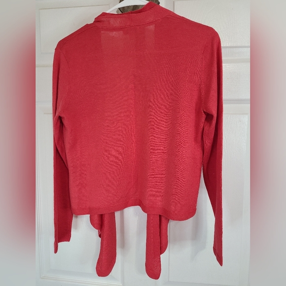 (508) J.Jill Woman's Open Sweater, Size: XS Petite Color: Red - Picture 11 of 16